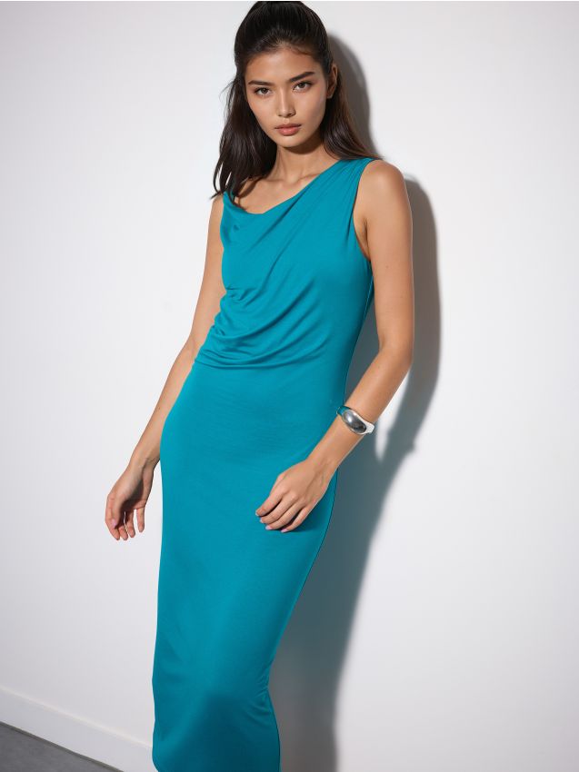 Rochie midi cu falduri