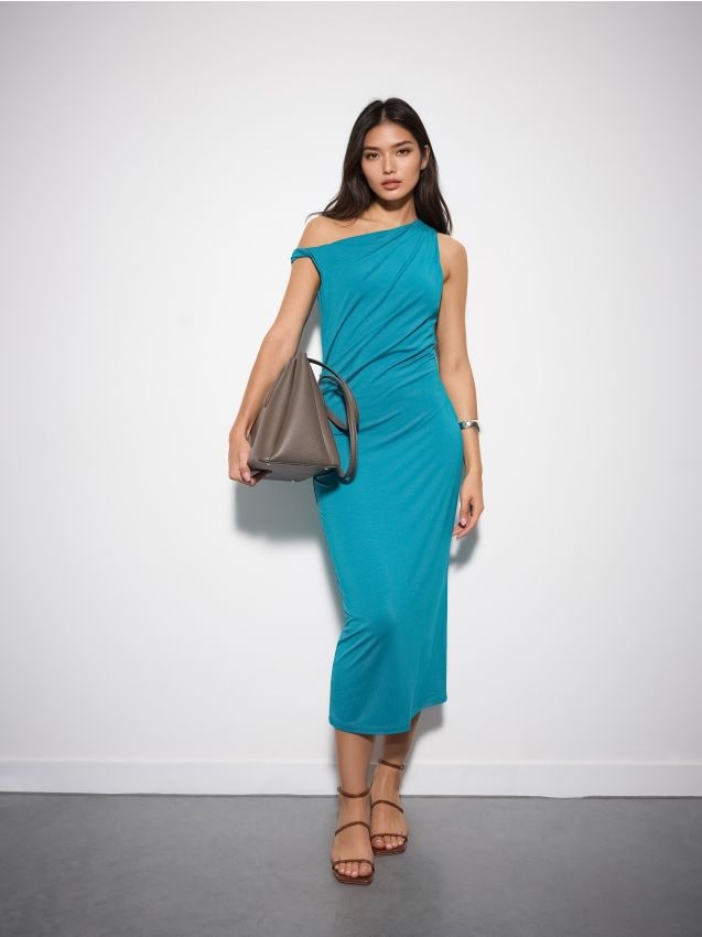 Rochie midi cu falduri