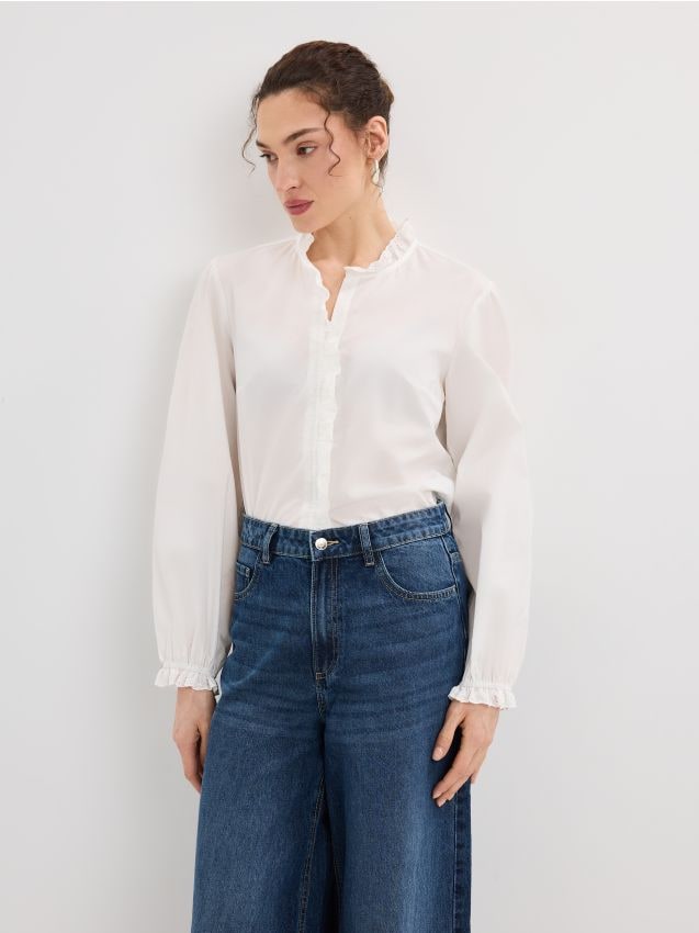 Mohito - Топ с права яка - бяло