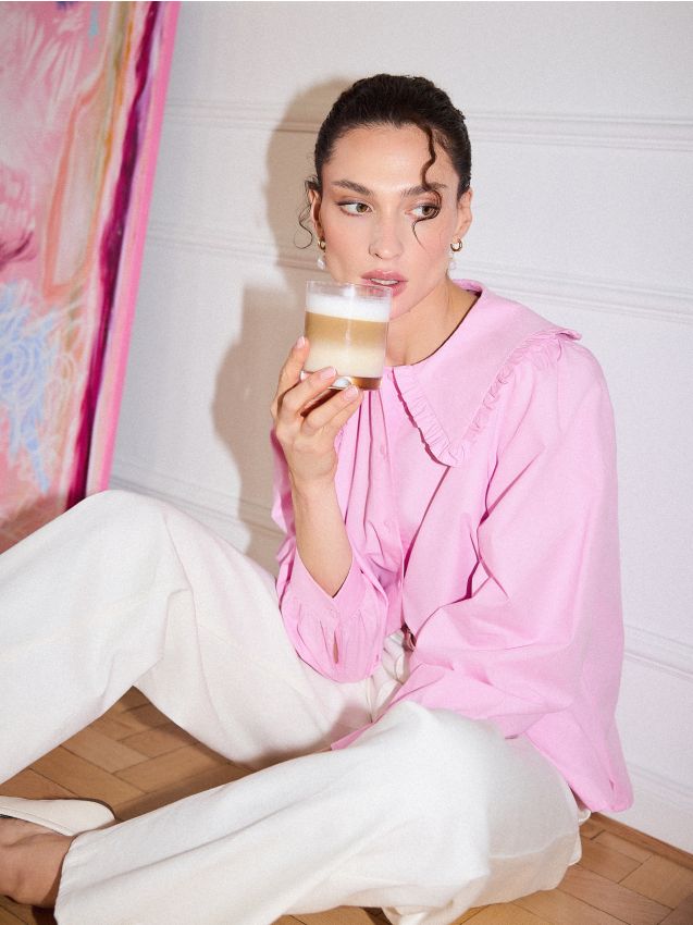 Mohito - Риза с декоративна яка - пастелно розово