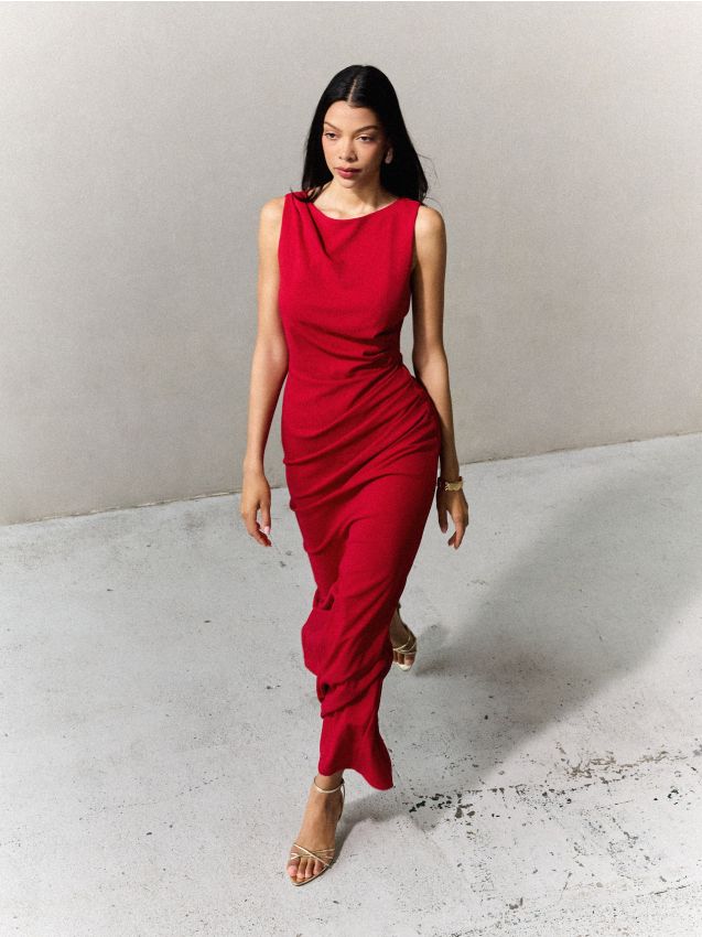 Rochie maxi cu falduri