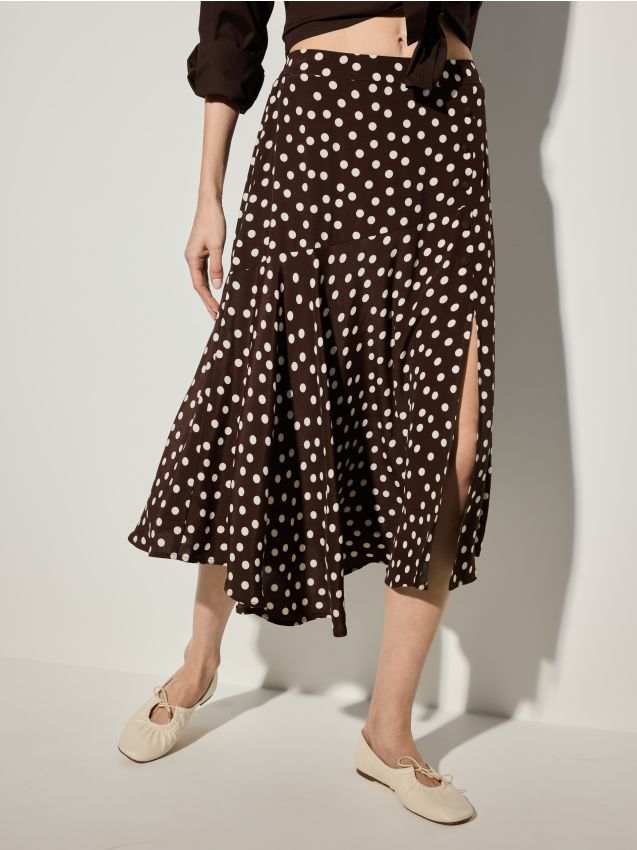 Mohito - Миди пола в точки - тъмно кафяво