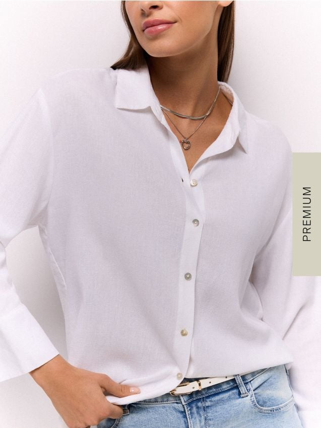Mohito - Hemdbluse aus Viskosemischung - Weiß