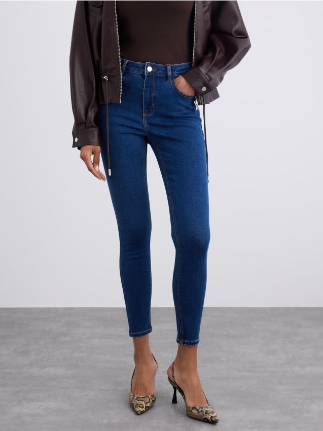Blugi skinny cu talie înaltă