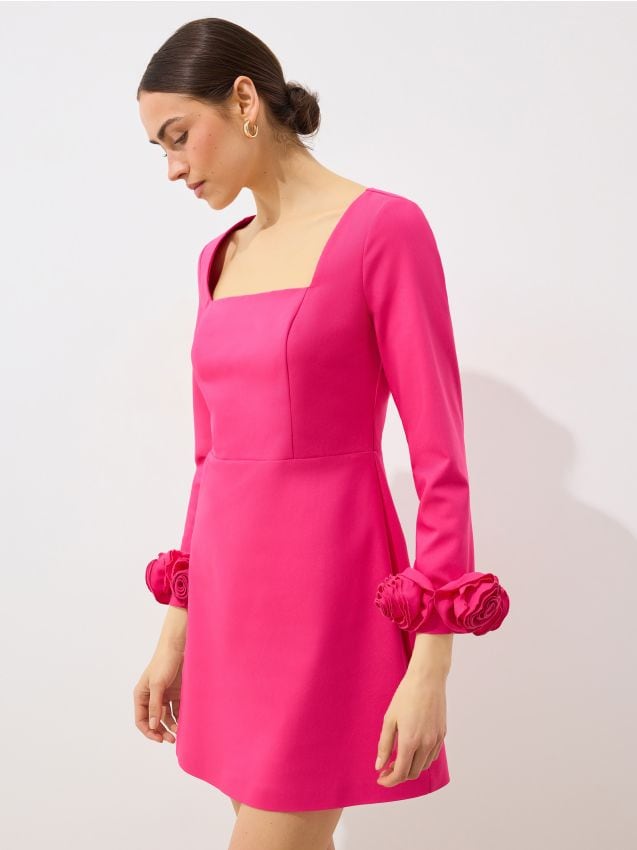 Mohito - Мини рокля с каро деколте - фуксия