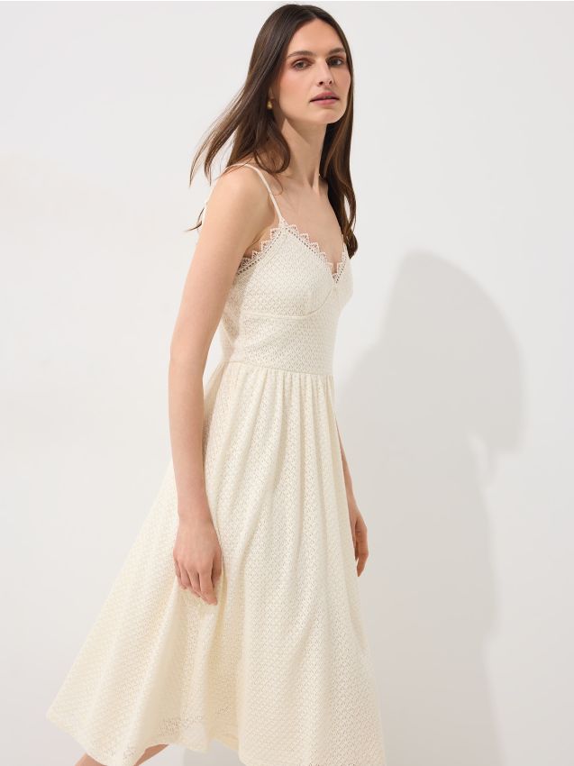Čipkasta midi haljina