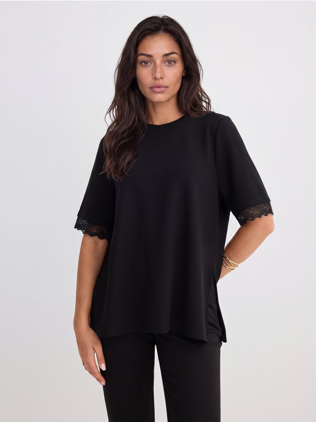 Mohito - Bluse mit Spitze - Schwarz