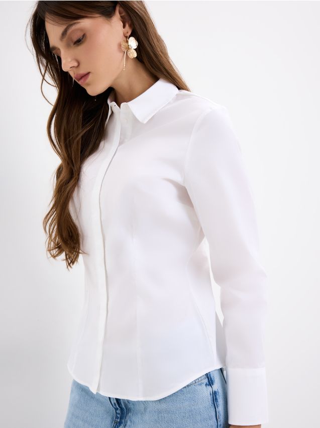 Mohito - Риза с вталена кройка - бяло