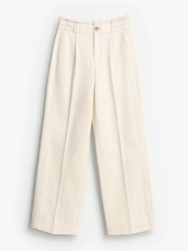 Kremowe spodnie wide leg