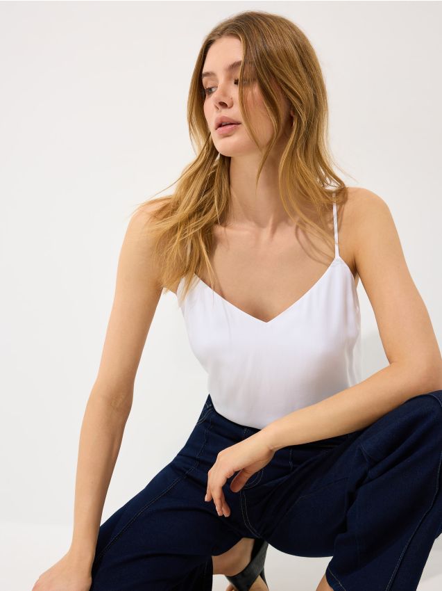 Mohito - Топ с презрамки - бяло