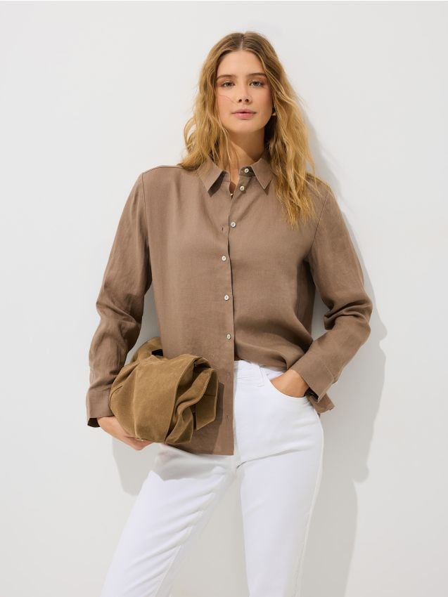 Mohito - Риза с високо съдържание на лен - кафяво