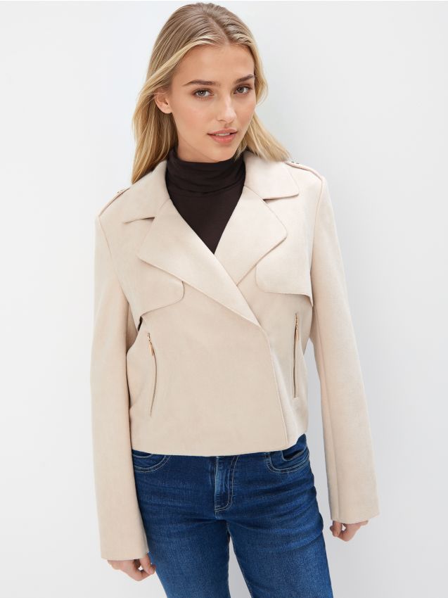 Kurtka ramoneska Kolor beżowy - MOHITO - 153DW-08X