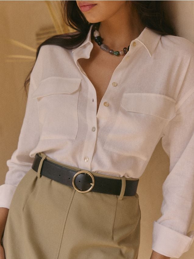 Сорочка з суміші віскози та льону - MOHITO