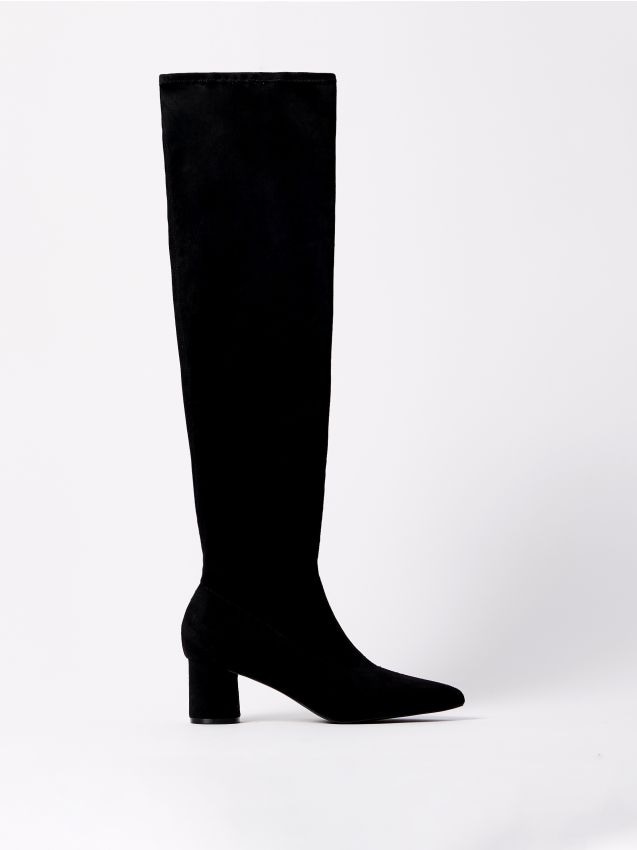 Cizme până la genunchi, cu toc înalt