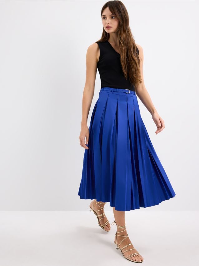 Fustă midi cu curea