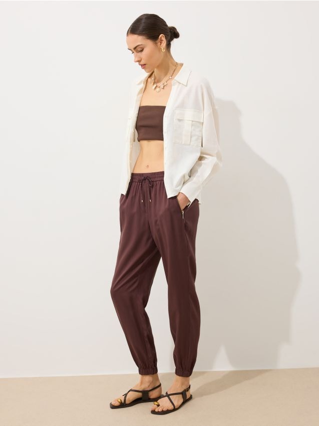 Mohito - Панталон от лиосел - тъмно кафяво
