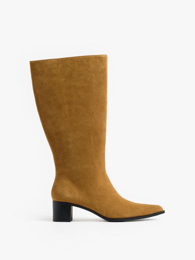 Cizme peste genunchi, din piele