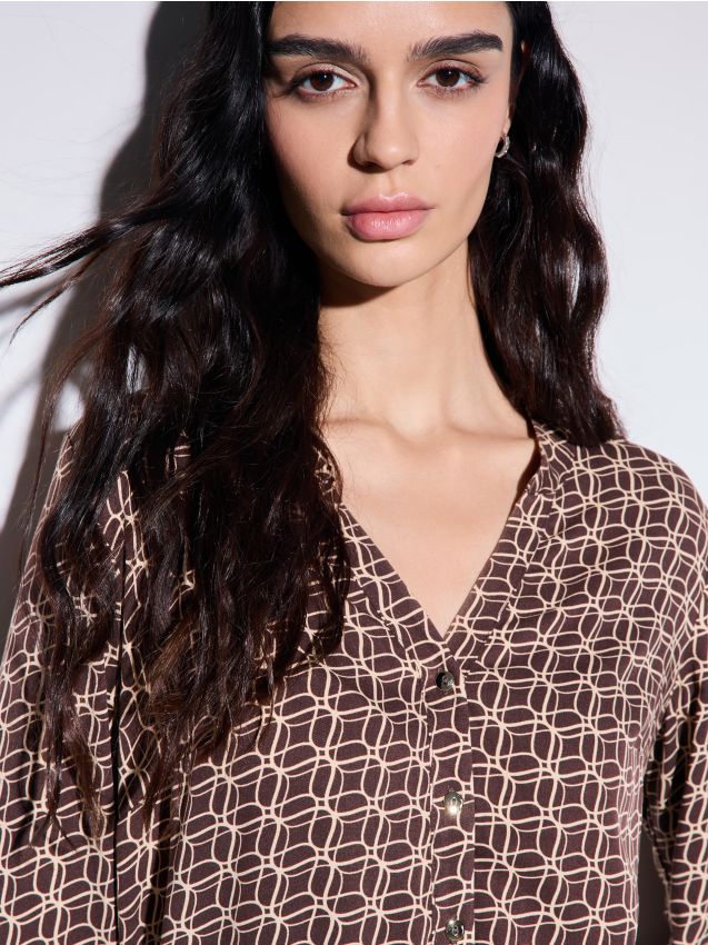 Mohito - Блуза от вискоза - тъмно кафяво