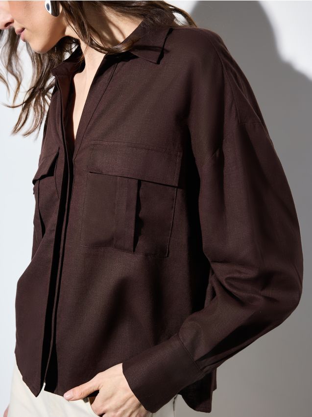 Mohito - LADIES` SHIRT - тъмно кафяво