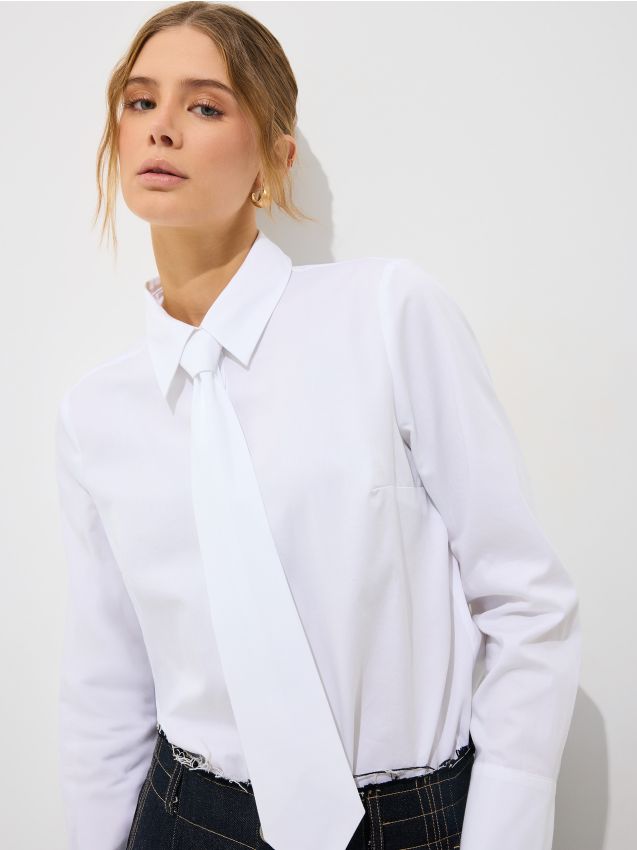 Mohito - Риза с високо съдържание на памук - бяло