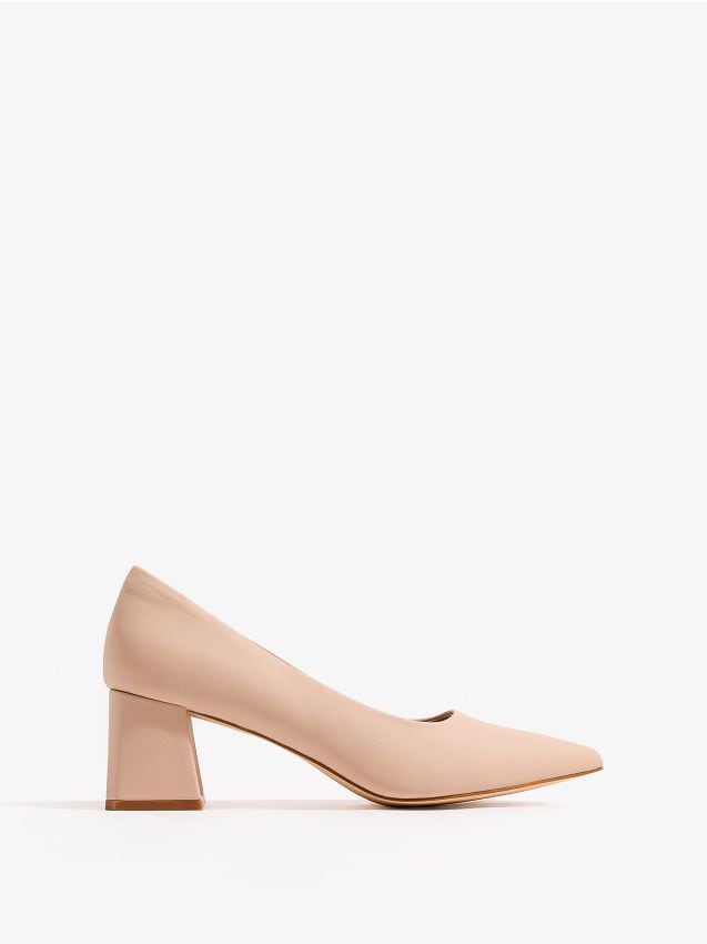 Mohito - Обувки с дебел профилиран ток - бежово