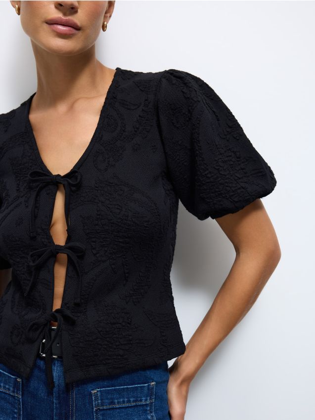 Mohito - Блуза с детайл възел - черен