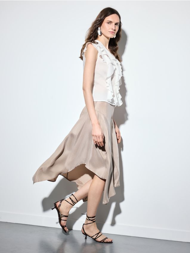 Mohito - Блуза от памук и лиосел - кремaво