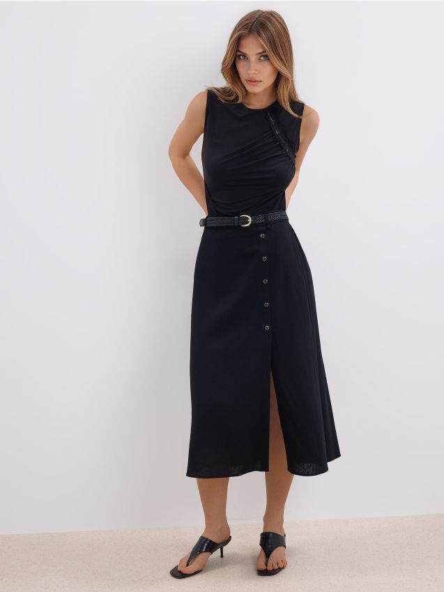 Mohito - Пола с плетен колан - черен