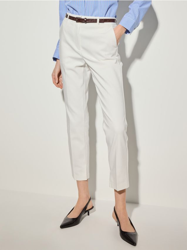 Pantaloni țigaretă cu curea