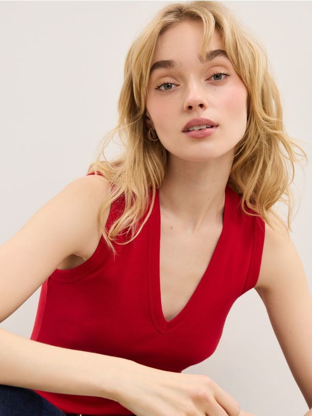 Mohito - Топ с остро деколте - червен