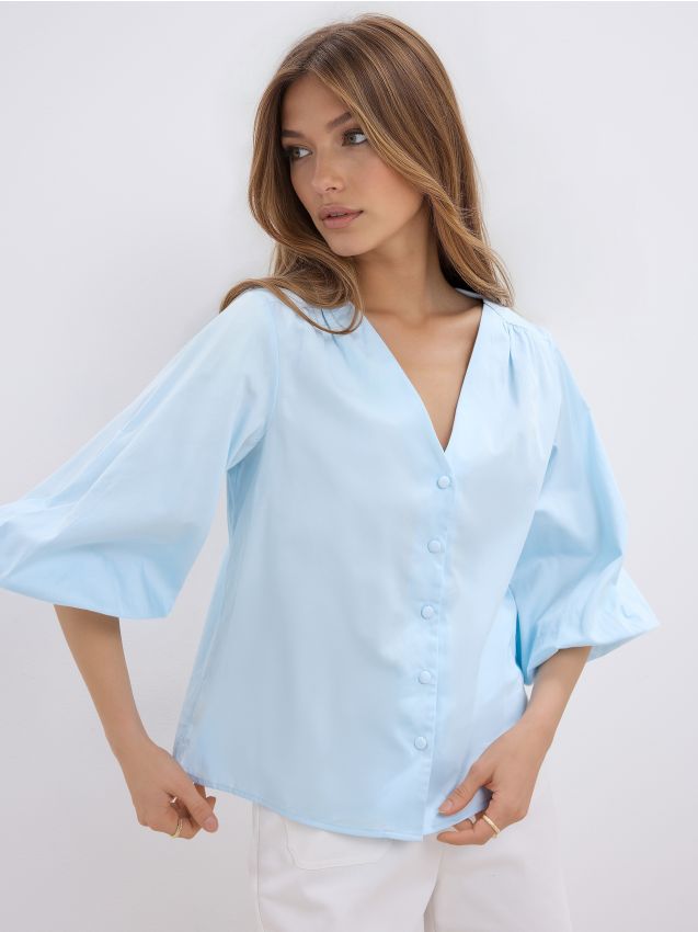 Mohito - Блуза с буфан ръкави - син