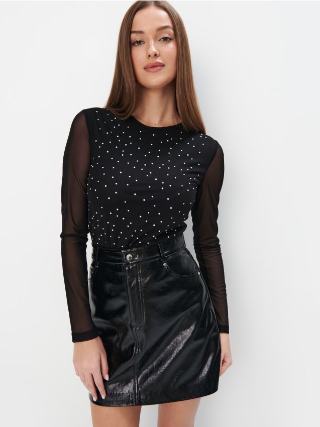 Bluză din jerseu semitransparent