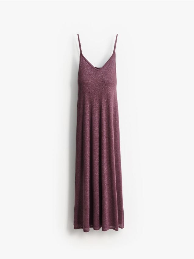 Rochie maxi cu cusătură metalizată