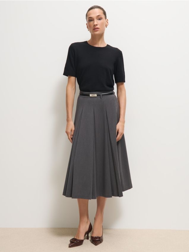 Fustă midi cu curea