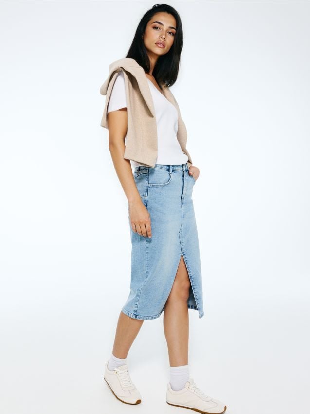 Fustă midi de blugi
