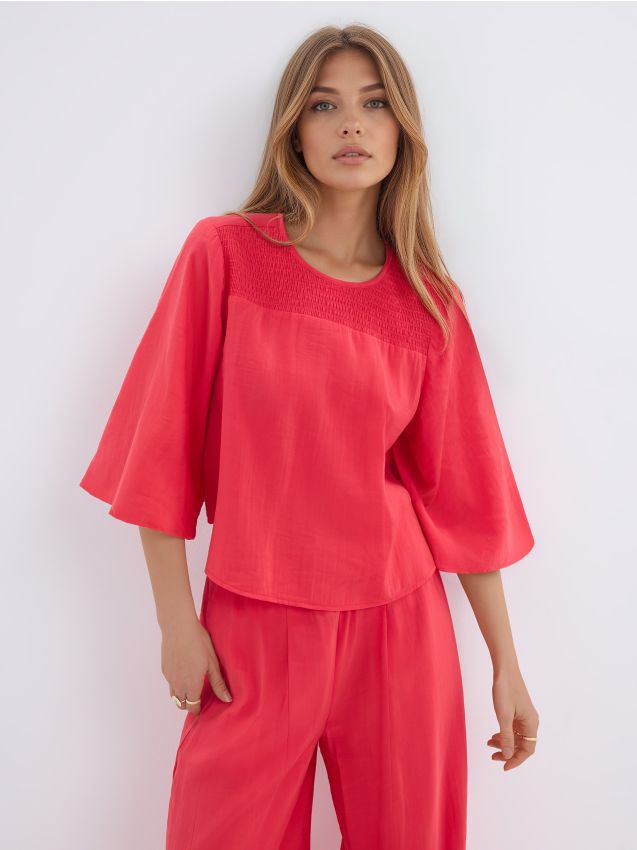 Mohito - Блуза със съдържание на модал - червен