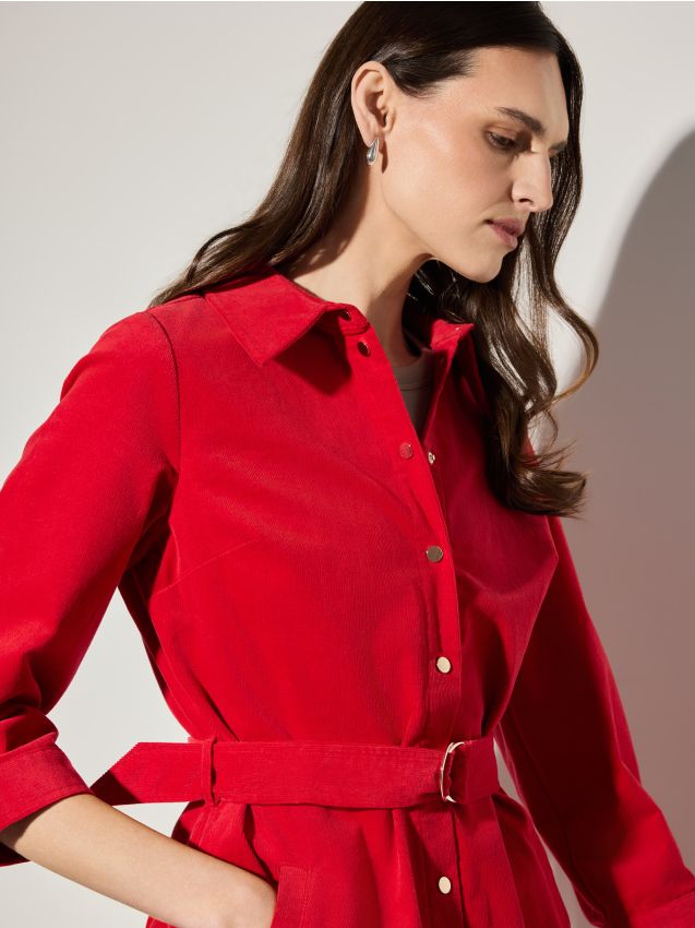 Mohito - Мини рокля от рипсено кадифе - червен