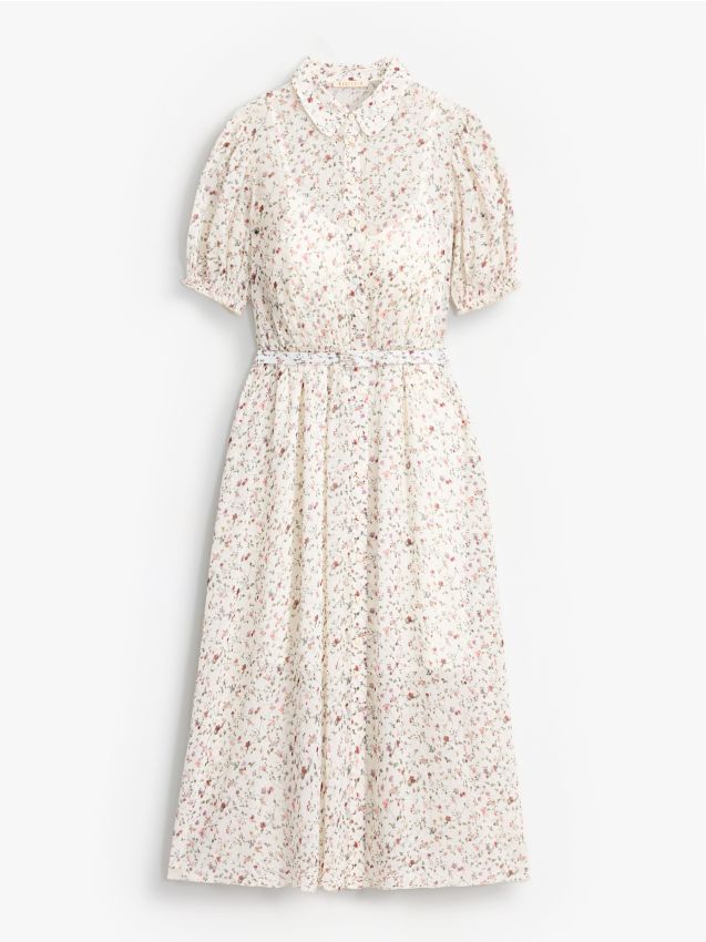 Rochie midi tip cămașă cu flori