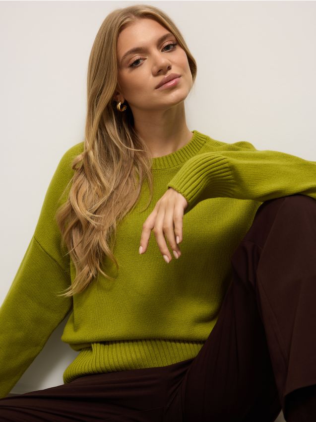 Pulover uni culoare Olive - MOHITO - 415EQ-81X