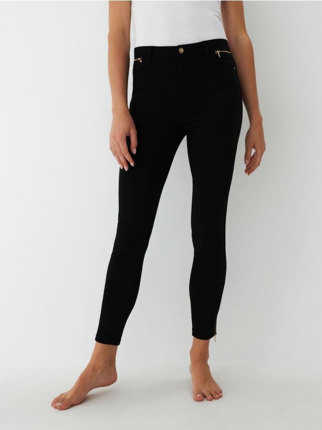 Moda Spodnie Legginsy Zara Trafaluc Legginsy czarny-kremowy W stylu casual 