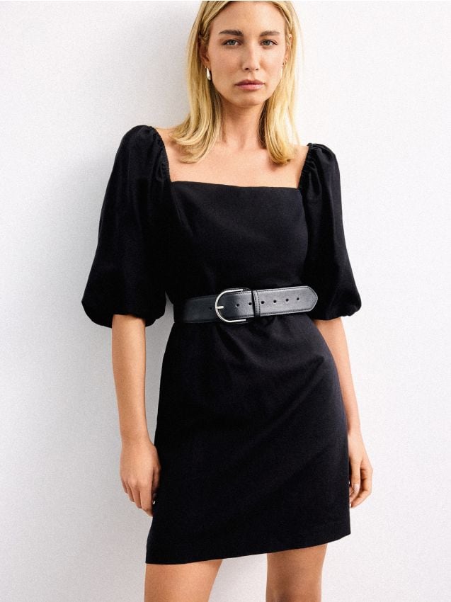 Mohito - Мини рокля с каро деколте - черен