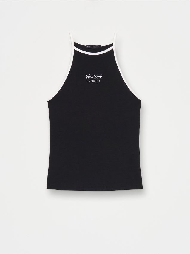 Top halter cu decolteu
