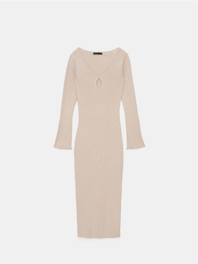 Rochie midi cu cusătură metalizată