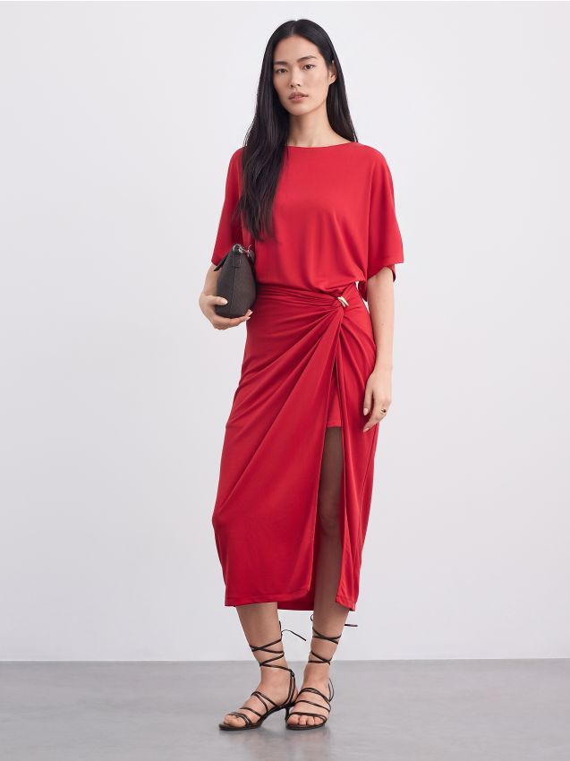 Mohito - Rochie midi cu falduri - Roșu