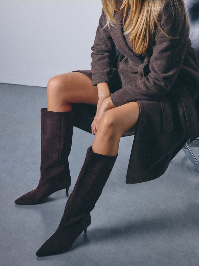 Cizme peste genunchi, din piele