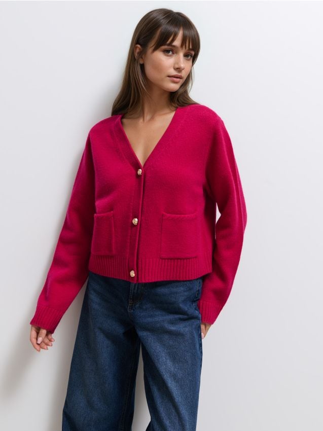 ✨美品✨ BRENA PECHEUR CREW CARDIGAN サイズ50 Cardigan din lână culoare Fucsia - MOHITO - 511EQ-43X