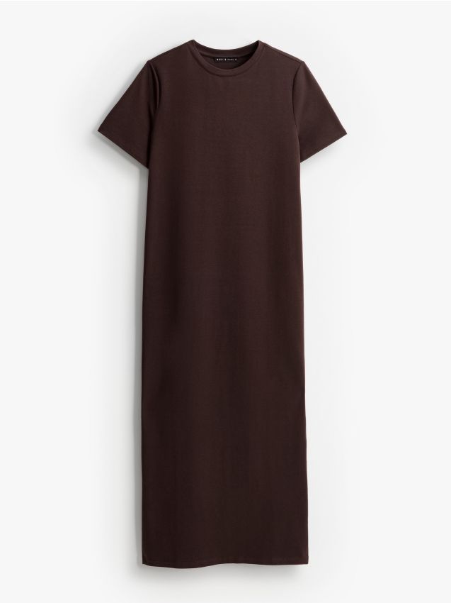 Mohito - Midikleid mit kurzen Ärmeln - Dunkelbraun