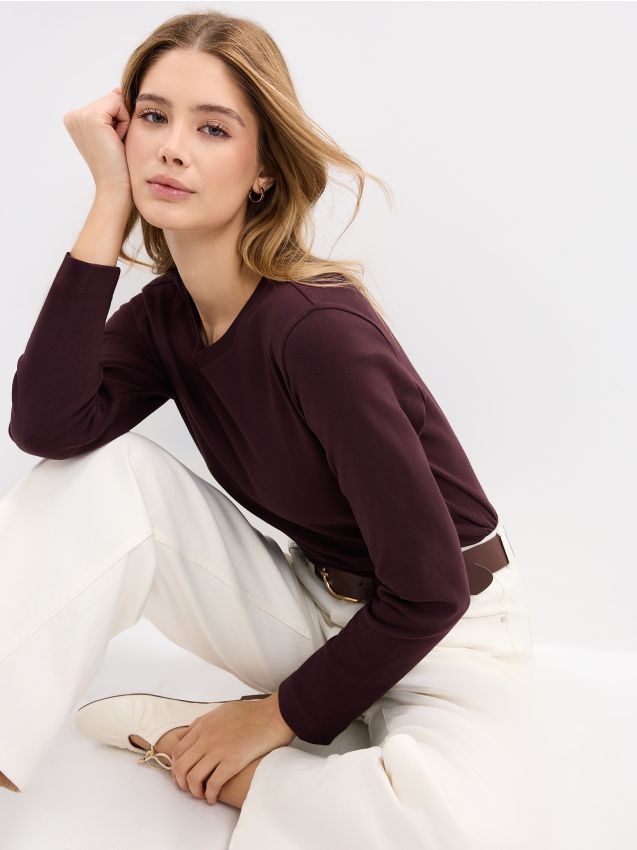 Mohito - Памучен топ - махагон