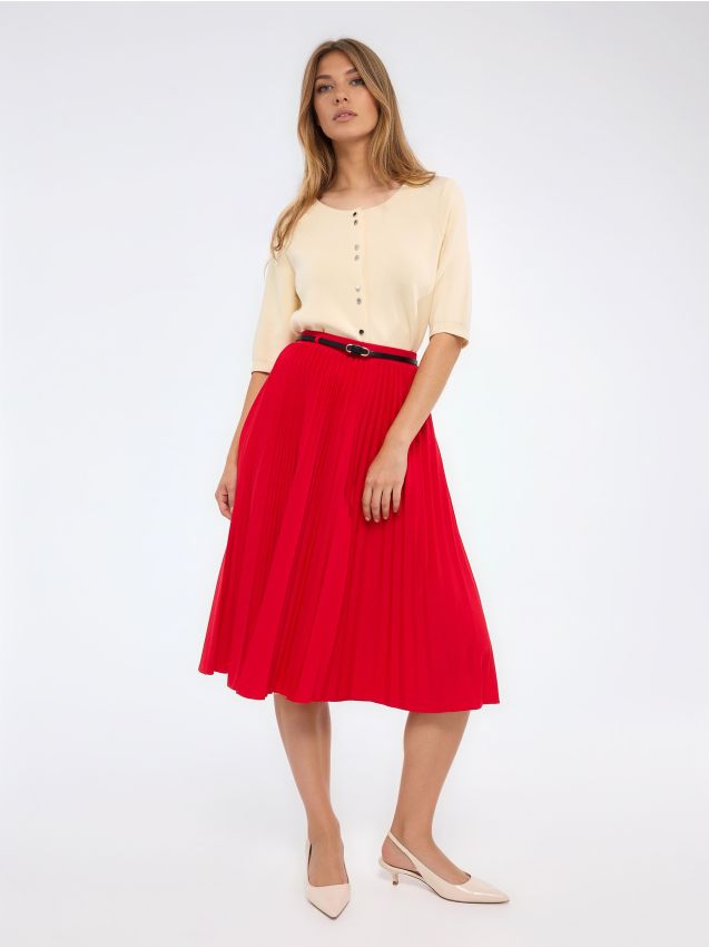 Mohito - Плисирана миди пола - червен