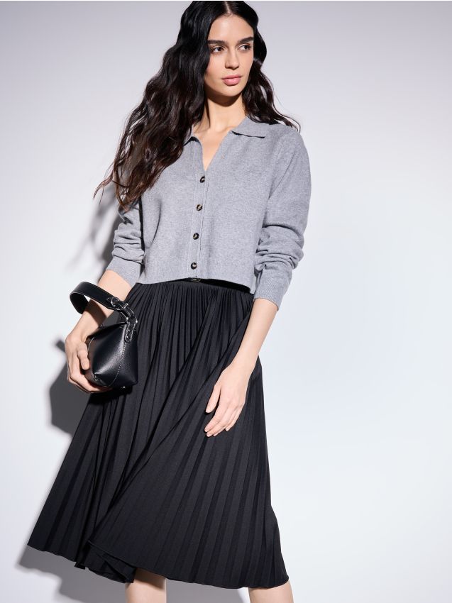 Mohito - Плисирана миди пола - черен